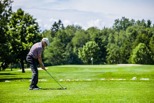 Mature Golfer on a Golf Course (ready to start)