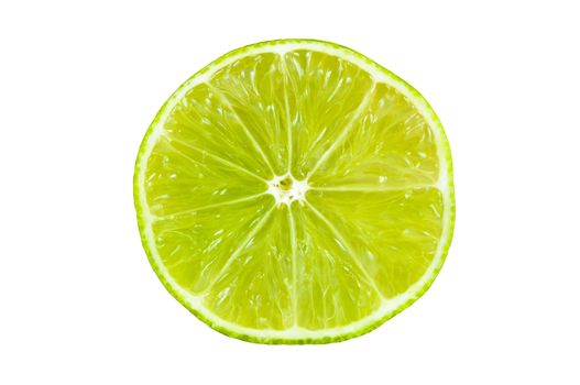 Slice of lime isolated on white background with clipping path