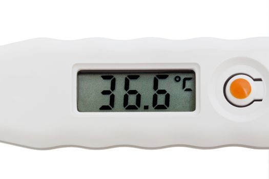 modern and new electronic thermometer on white background