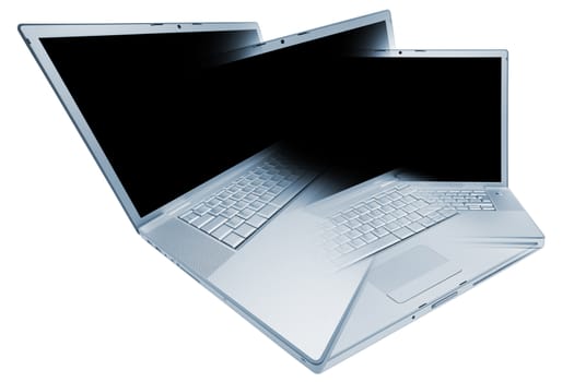 Modern and stylish laptop on a white background 