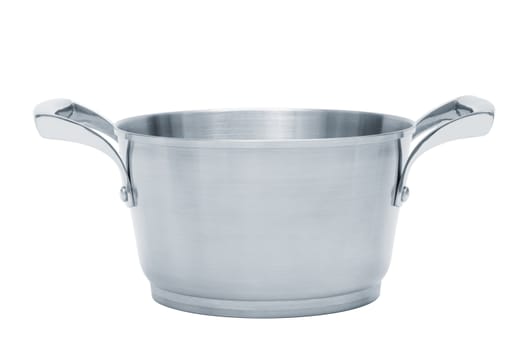 Modern steel saucepan on a white background  