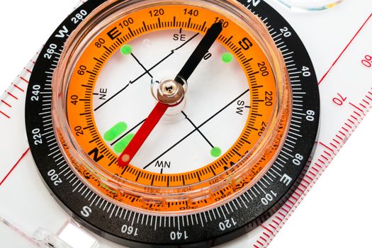 compass with a transparent ruler on a white background