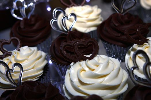 Wedding cake of cupcakes chocolateand vanilla