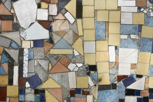 Background of Colored Mosaic with Old Broken Tiles