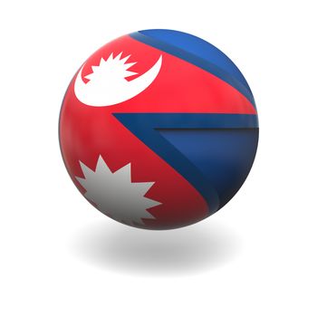 National flag of Nepal on sphere isolated on white background