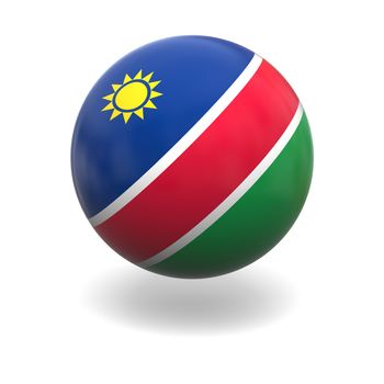 National flag of Namibia on sphere isolated on white background