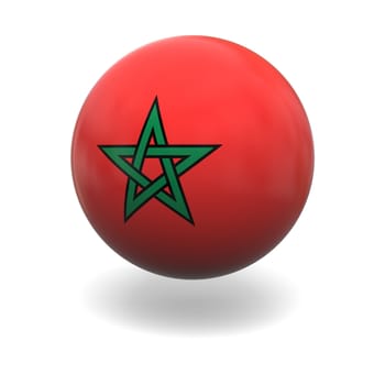 National flag of Morocco on sphere isolated on white background