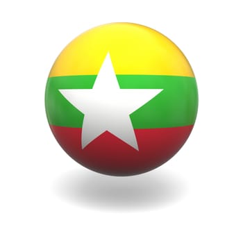 National flag of Myanmar on sphere isolated on white background