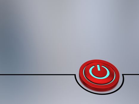 Red on-off button illustration with glowing blue light