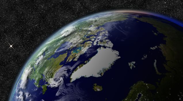 Arctic from space. Elements of this image furnished by NASA.