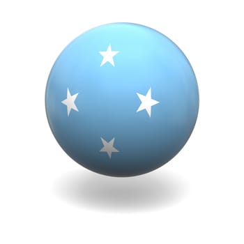 National flag of Micronesia on sphere isolated on white background