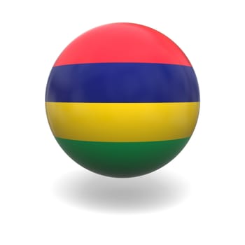 National flag of Mauritius on sphere isolated on white background