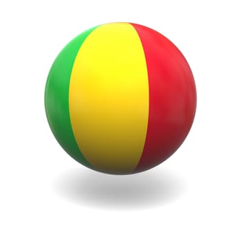 National flag of Mali on sphere isolated on white background