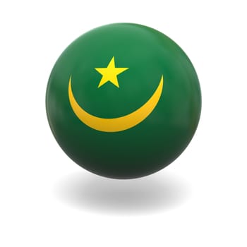 National flag of Mauritania on sphere isolated on white background