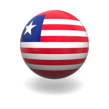 National flag of Liberia on sphere isolated on white background