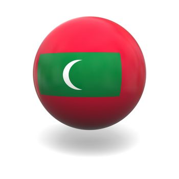 National flag of Maldives on sphere isolated on white background