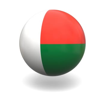 National flag of Madagascar on sphere isolated on white background