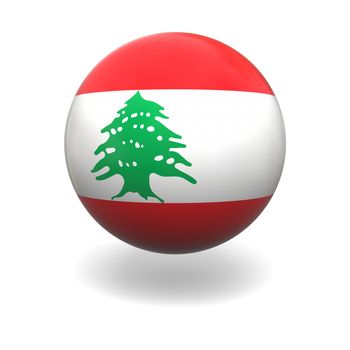 National flag of Lebanon on sphere isolated on white background