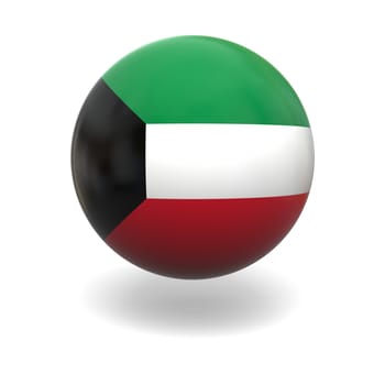 National flag of Kuwait on sphere isolated on white background