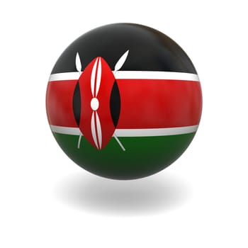 National flag of Kenya on sphere isolated on white background