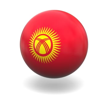 National flag of Kyrgyzstan on sphere isolated on white background