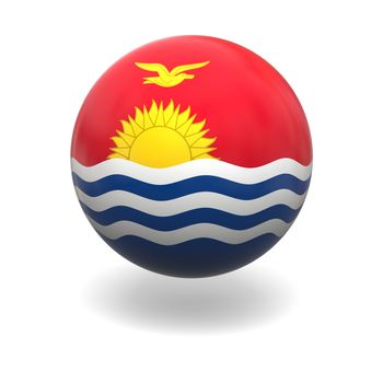 National flag of Kiribati on sphere isolated on white background