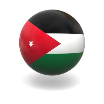 National flag of Jordan on sphere isolated on white background