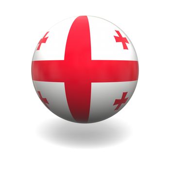 National flag of Georgia on sphere isolated on white background
