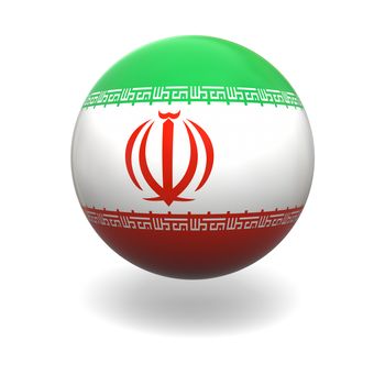 National flag of Iran on sphere isolated on white background
