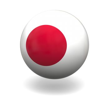 National flag of Japan on sphere isolated on white background