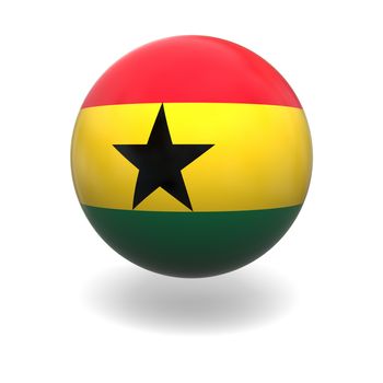 National flag of Ghana on sphere isolated on white background