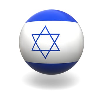 National flag of Israel on sphere isolated on white background
