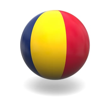National flag of Chad on sphere isolated on white background