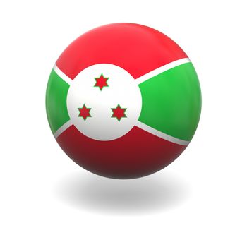 National flag of Burundi on sphere isolated on white background