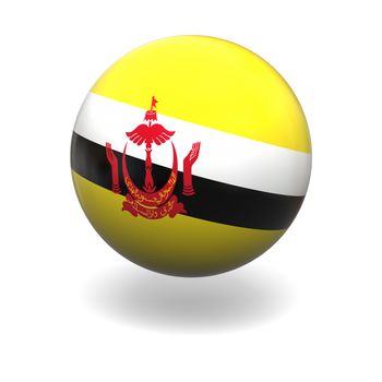 National flag of Brunei on sphere isolated on white background