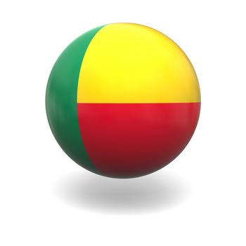 National flag of Benin on sphere isolated on white background