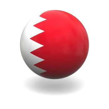 National flag of Bahrain on sphere isolated on white background