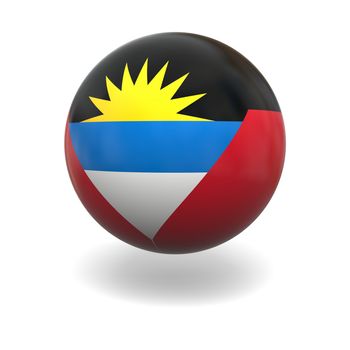 National flag of Antigua and Barbuda on sphere isolated on white background