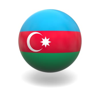 National flag of Azerbaijan on sphere isolated on white background