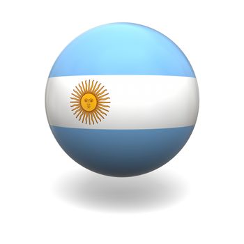 National flag of Argentina on sphere isolated on white background