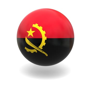 National flag of Angola on sphere isolated on white background