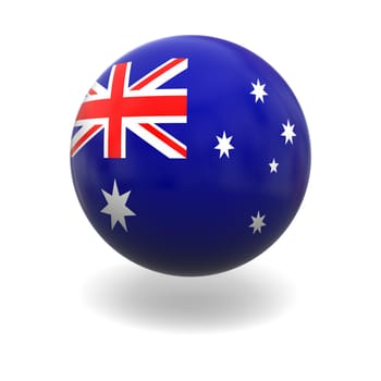 National flag of Australia on sphere isolated on white background