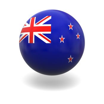 National flag of New Zealand on sphere isolated on white background