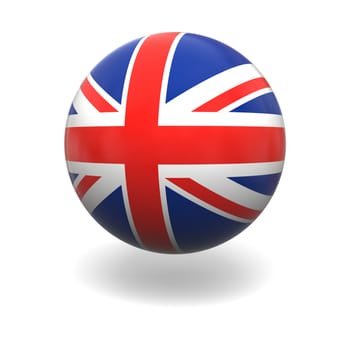 National flag of United Kingdom on sphere isolated on white background