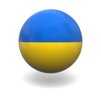 National flag of Ukraine on sphere isolated on white background