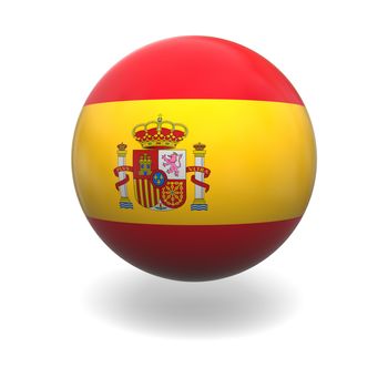 National flag of Spain on sphere isolated on white background