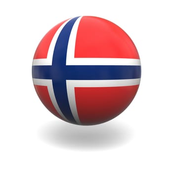 National flag of Norway on sphere isolated on white background