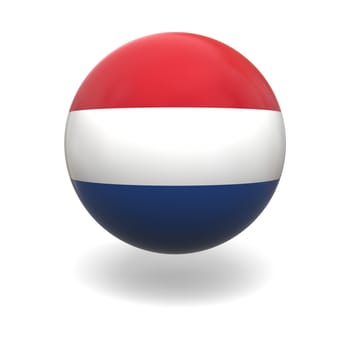 National flag of Netherlands on sphere isolated on white background