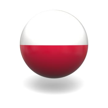 National flag of Poland on sphere isolated on white background