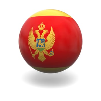 National flag of Montenegro on sphere isolated on white background